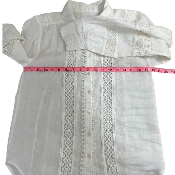 Anthropologie Embroidered Lace Buttondown Blouse Sz Small Cottage Boho Peasant - Picture 12 of 14